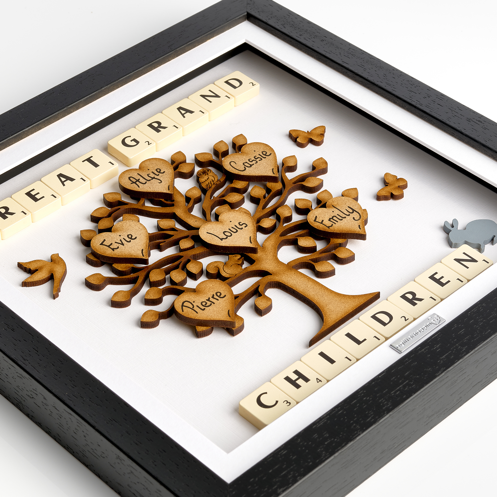 Grandchildren Scrabble family tree gift frame presents