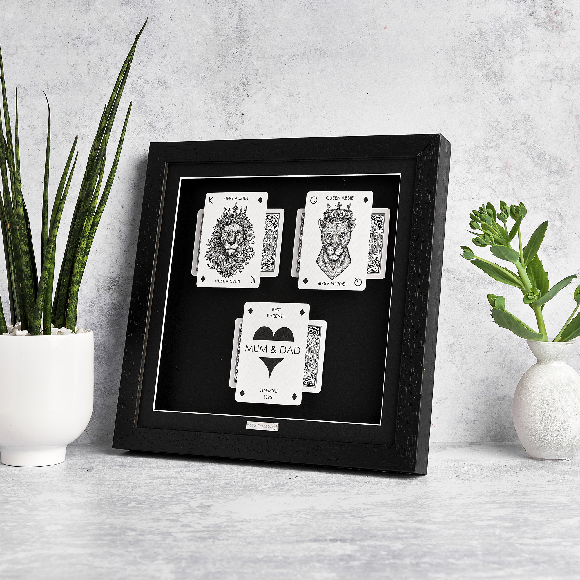 Lion Portrait ‘Best Parents’ Playing Card Frame