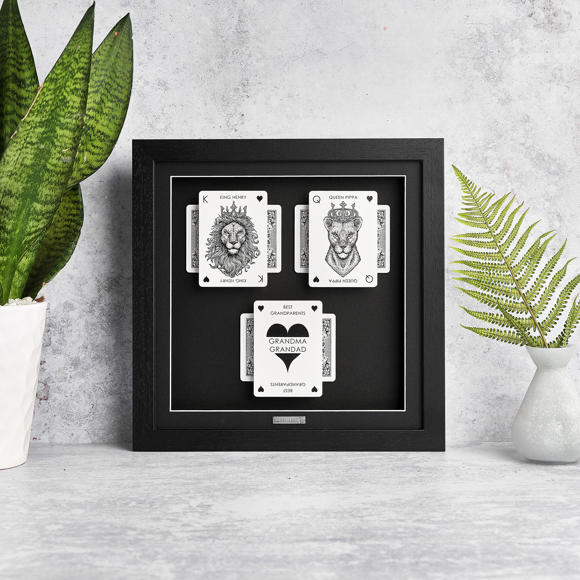 Lion Portrait Best Grandparents Playing Card Frame