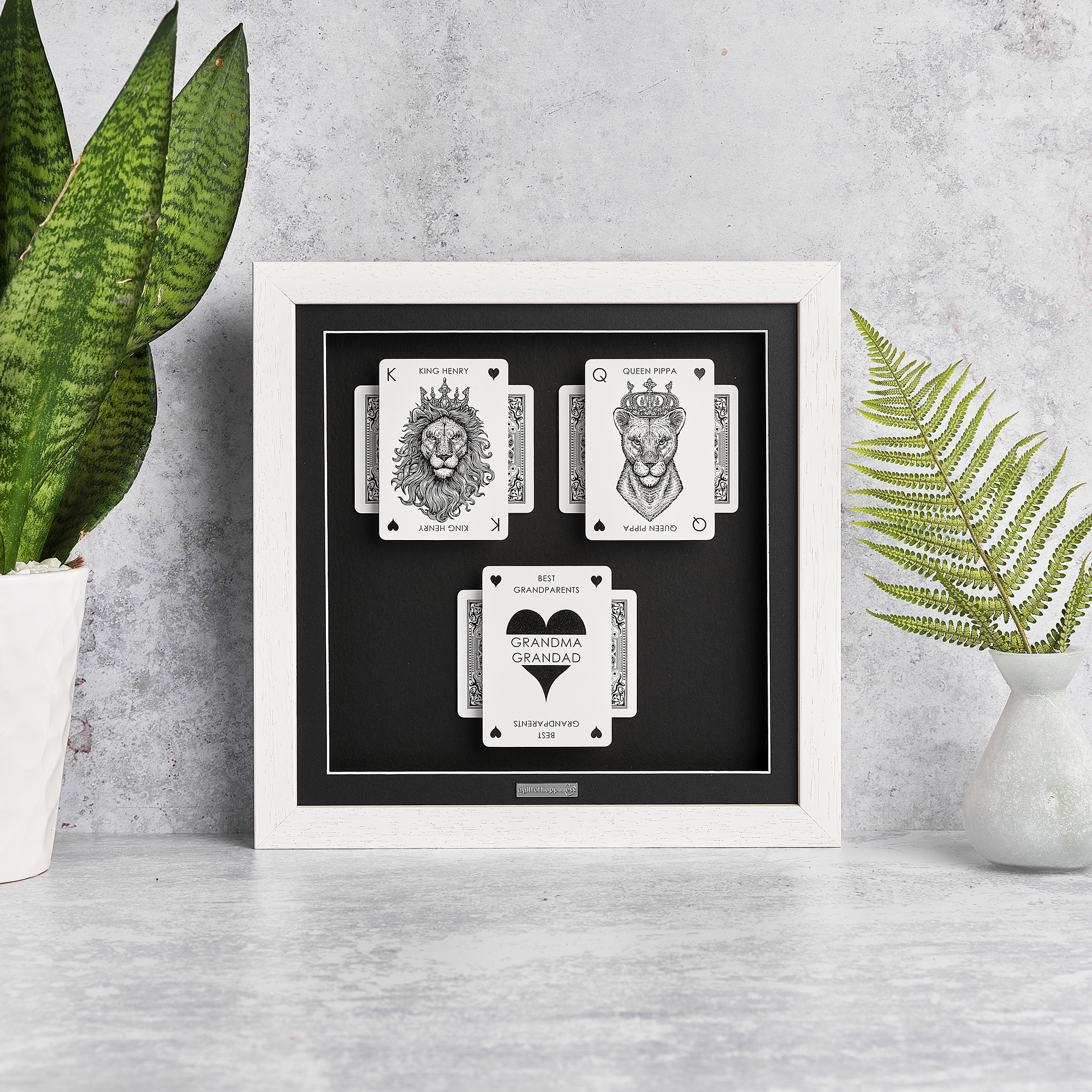 Lion Portrait Best Grandparents Playing Card Frame